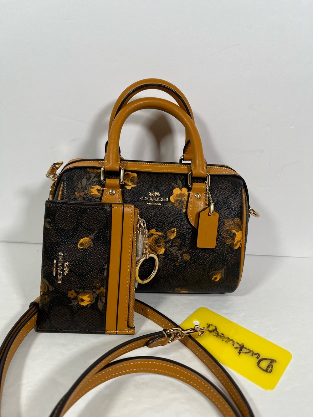 Bundle Coach  Mini Rowan with ID card case In Signature with Floral Print NWT